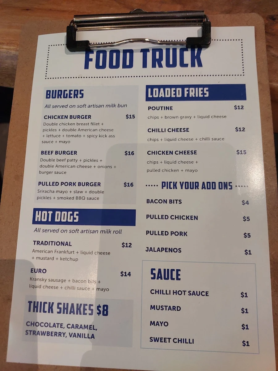 Menu, Homebush Hotel