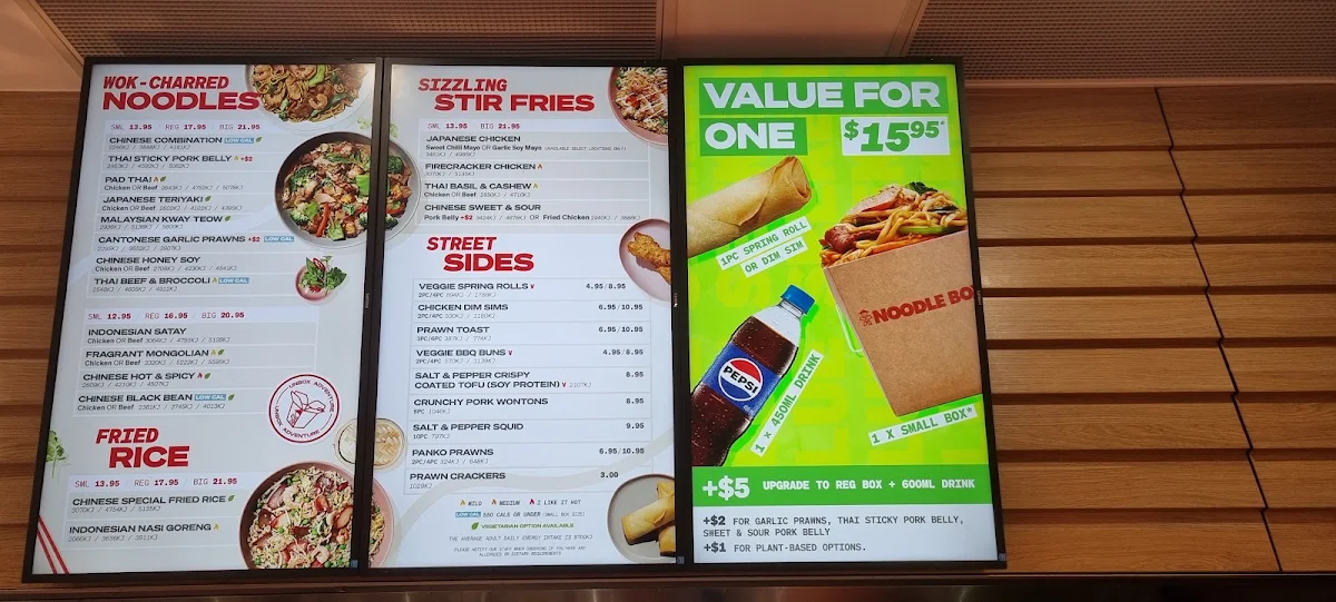 Menu, Noodle Box Geelong
