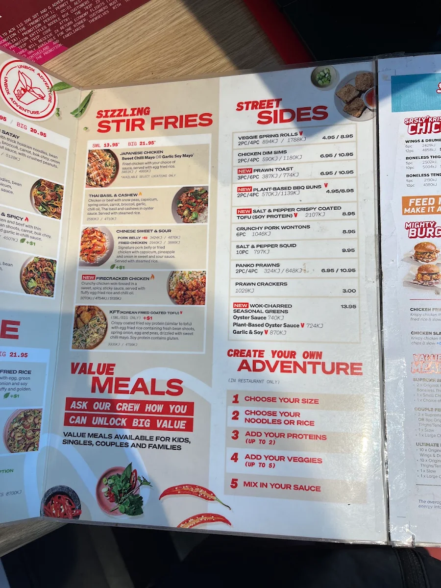 Menu, Noodle Box Geelong
