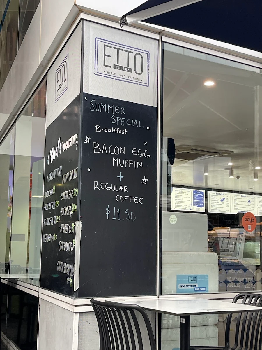 Menu, Etto Catering and Cafe