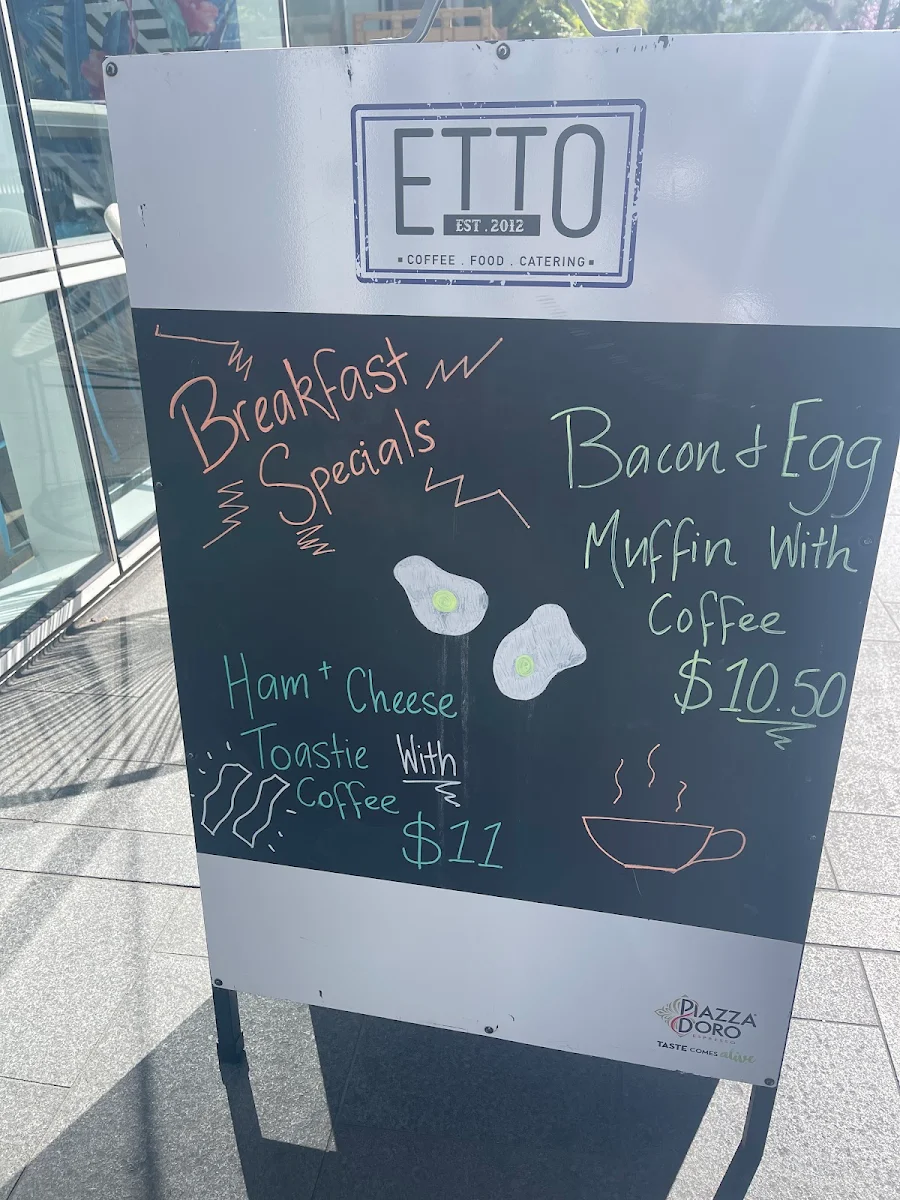Menu, Etto Catering and Cafe