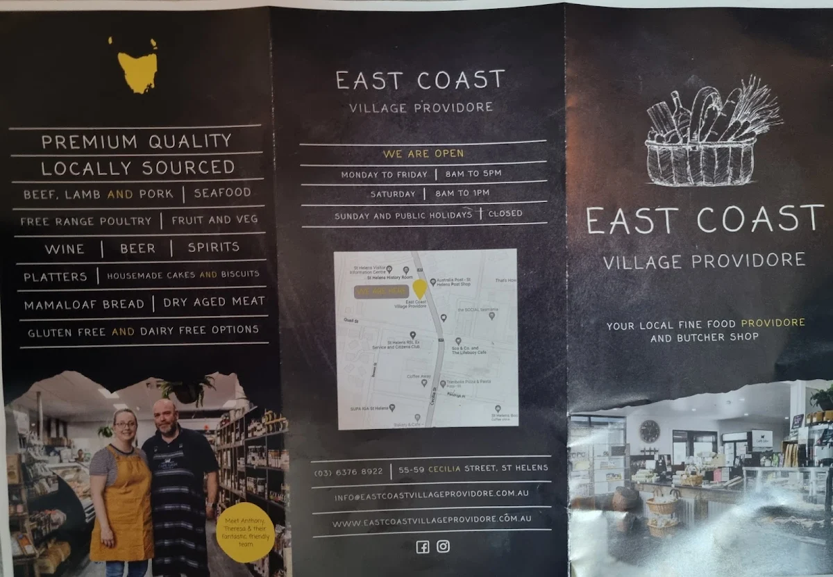 Menu, East Coast Village Providore