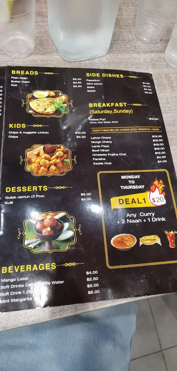 Menu, Shaahi Lounge