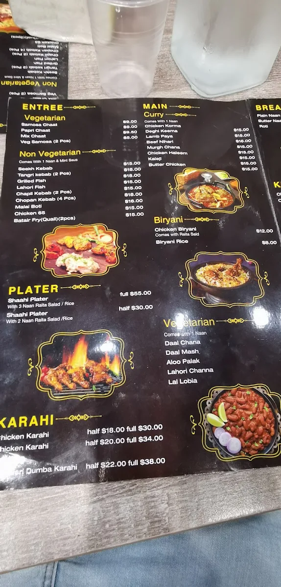 Menu, Shaahi Lounge