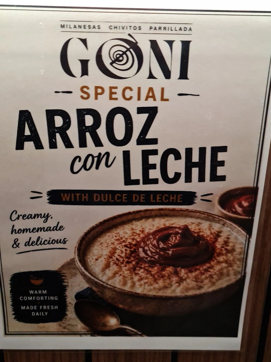 Menu, Goni Restaurant