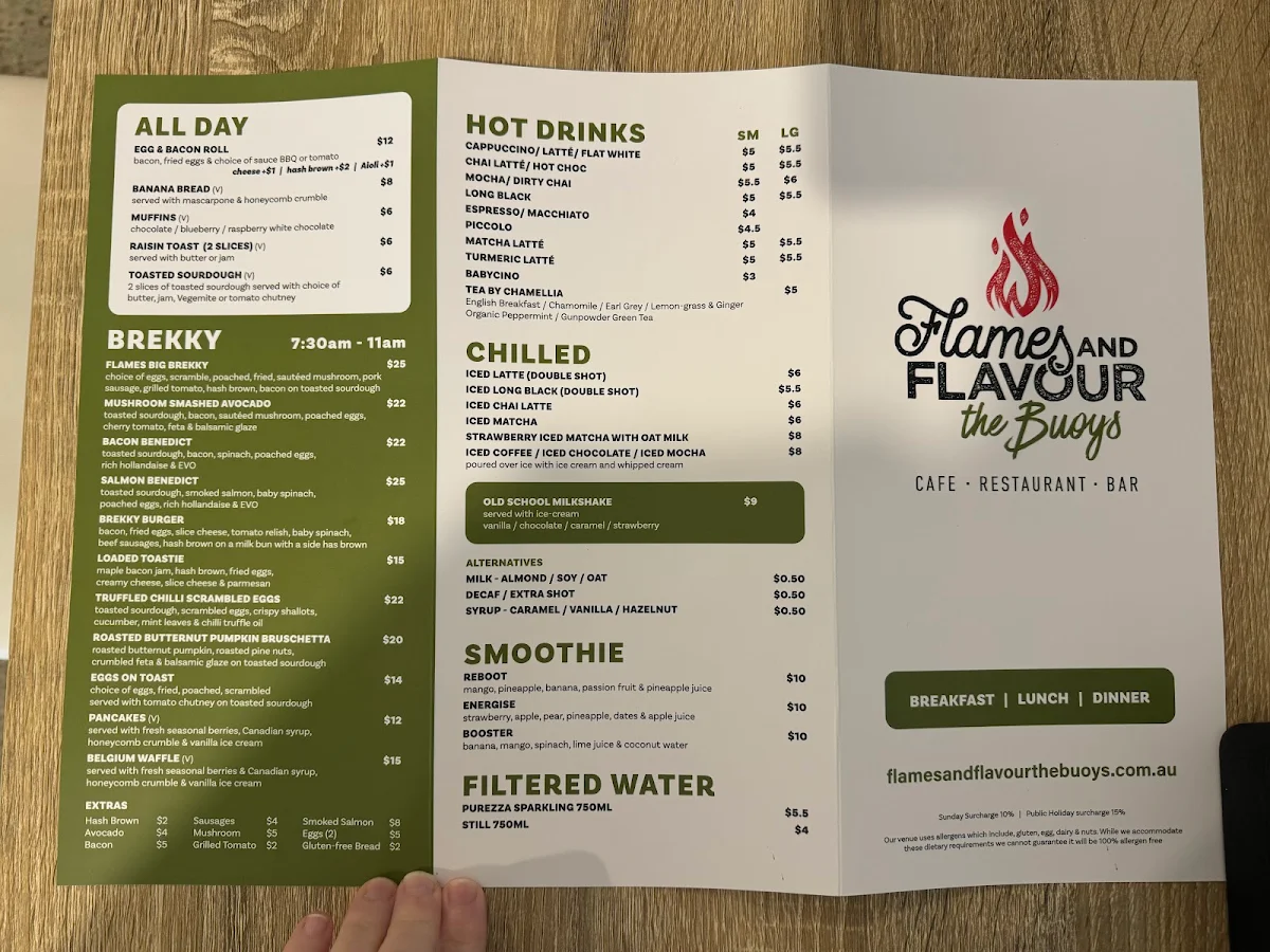 Menu, The Buoys Nelson Bay - Restaurant, Cafe And Bar