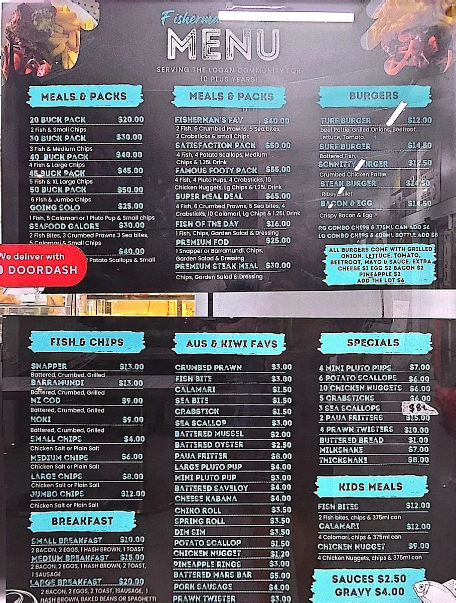 Menu, Fisherman's Daughter Fish 'n' Chips