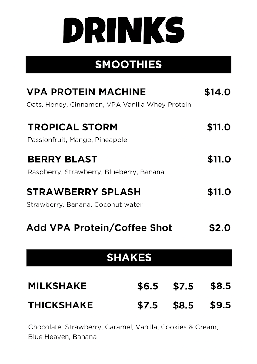 Menu, revs coffee