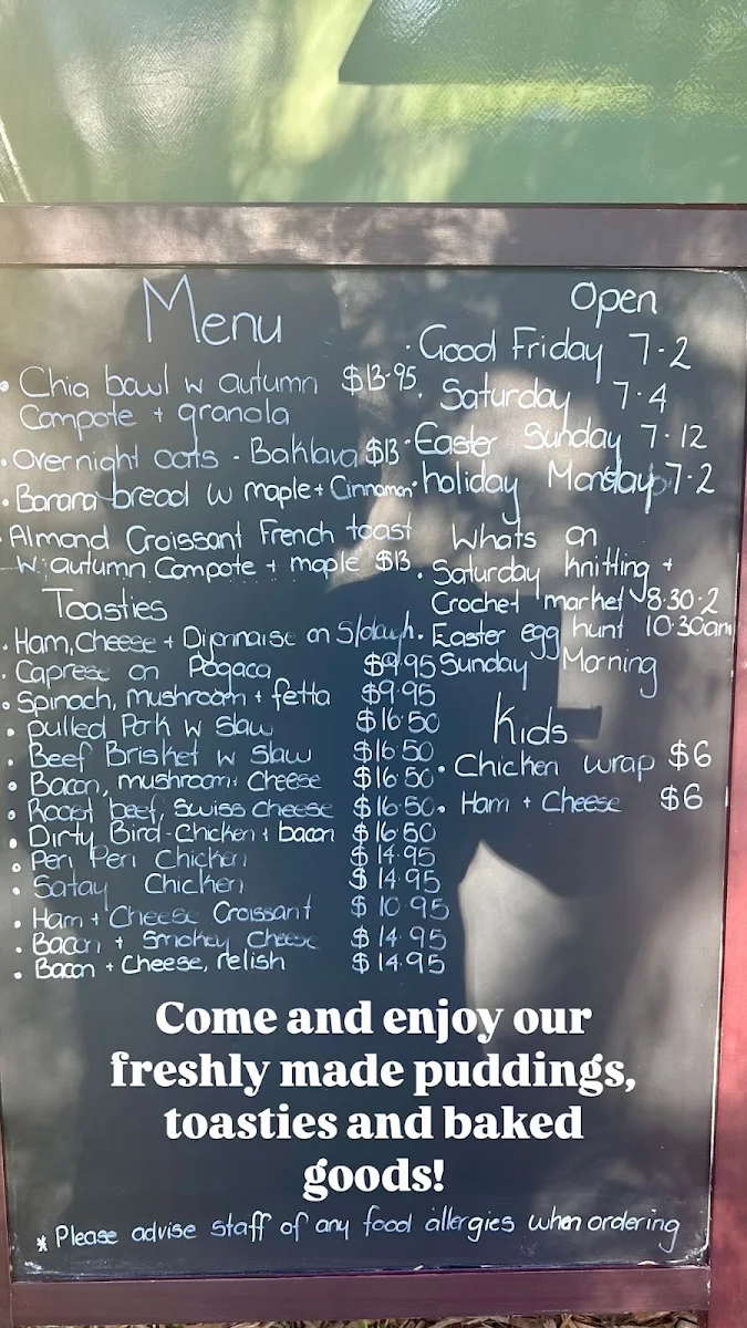Menu, Kindred Coffee @ Milton