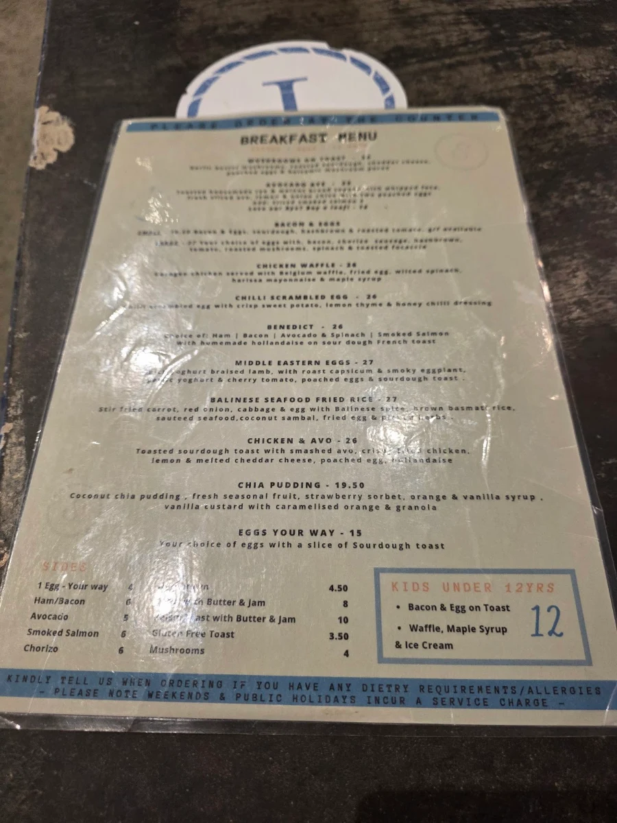 Menu, Sanctum Harbourtown