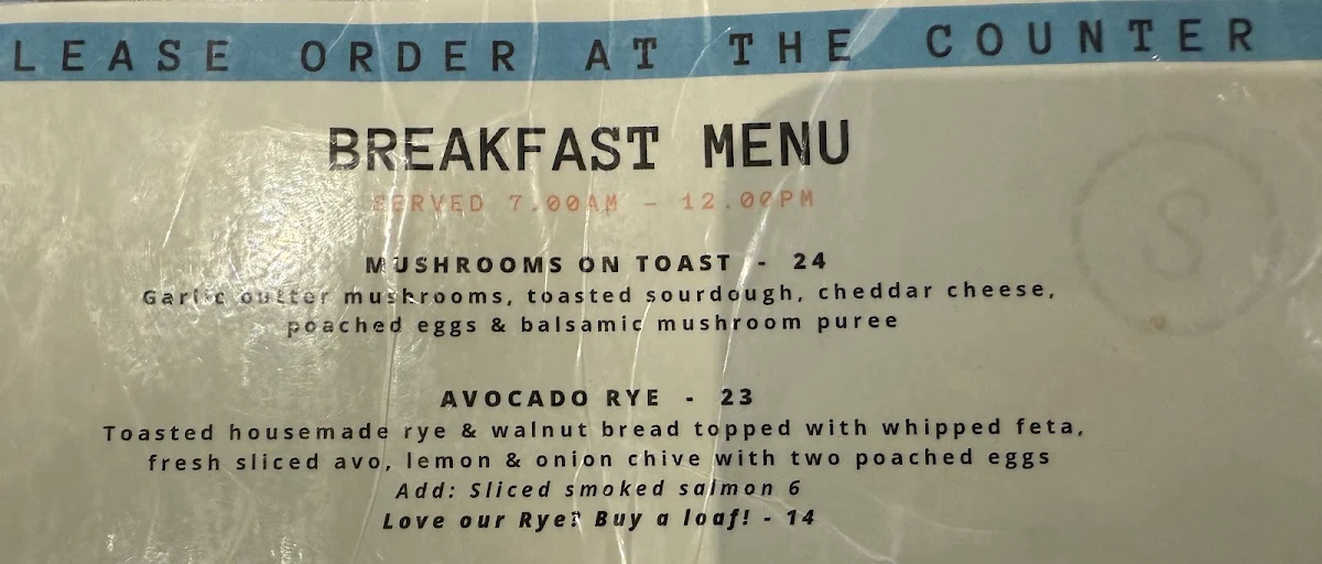 Menu, Sanctum Harbourtown