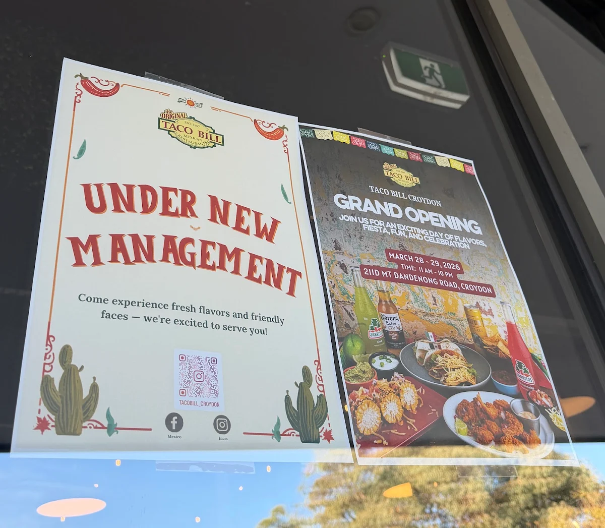 Menu, Taco Bill - Croydon