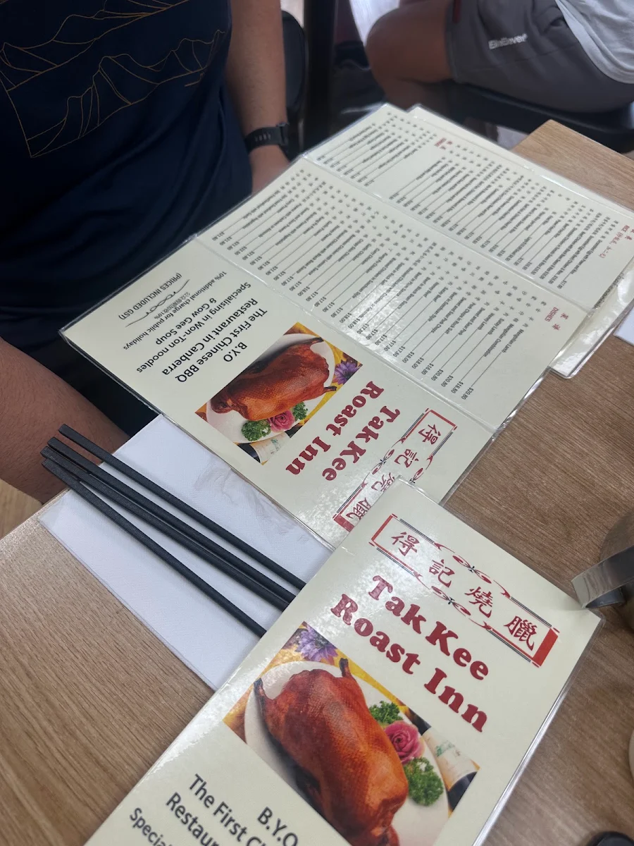 Menu, Tak Kee Roast Inn