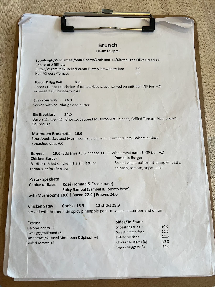 Menu, Cafe Botanica