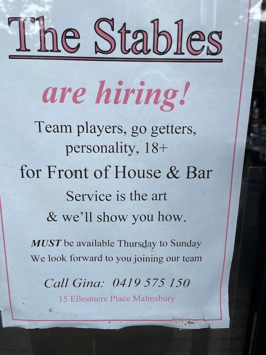 Menu, The Stables