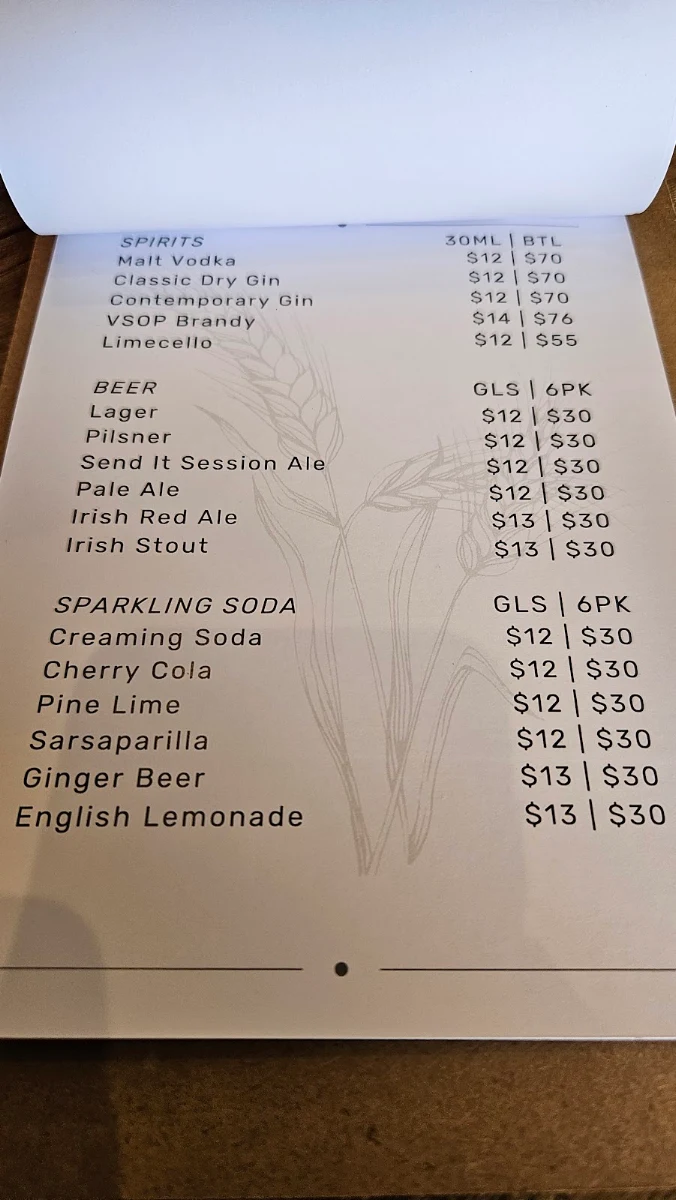 Menu, Union Bridge on Franklin