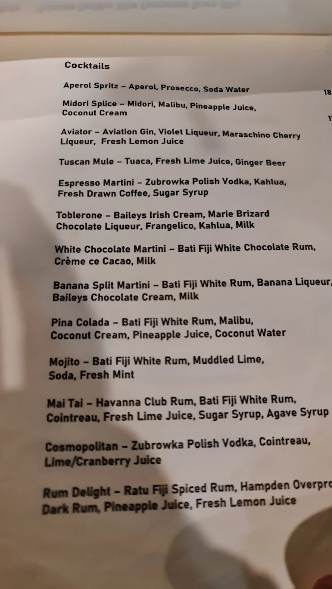 Menu, Bar Florian