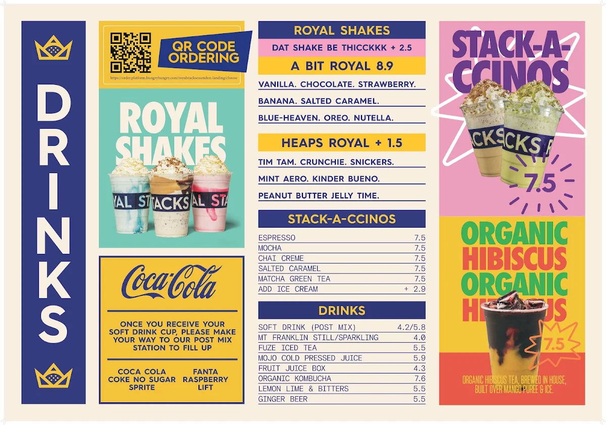 Menu, Royal Stacks Essendon