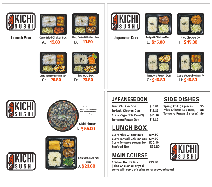 Menu, Kichi Sushi