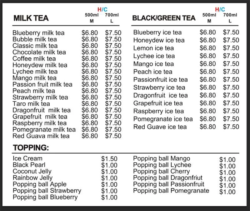 Menu, Kichi Sushi