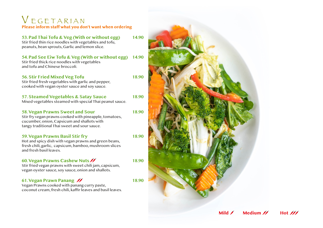 Menu, Yim Thai Gloucester