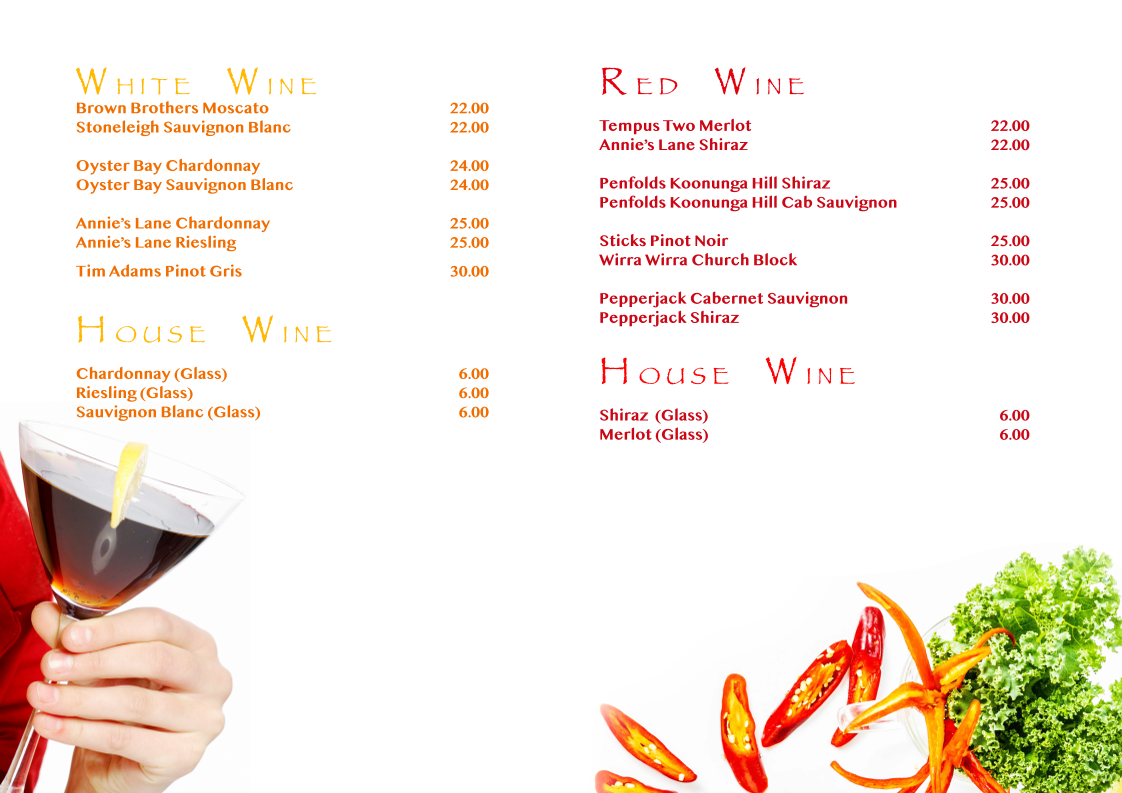 Menu, Yim Thai Gloucester