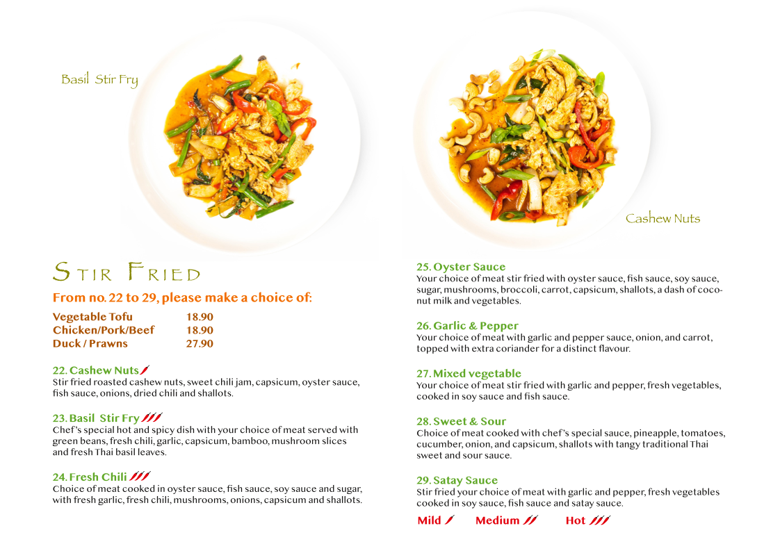 Menu, Yim Thai Gloucester