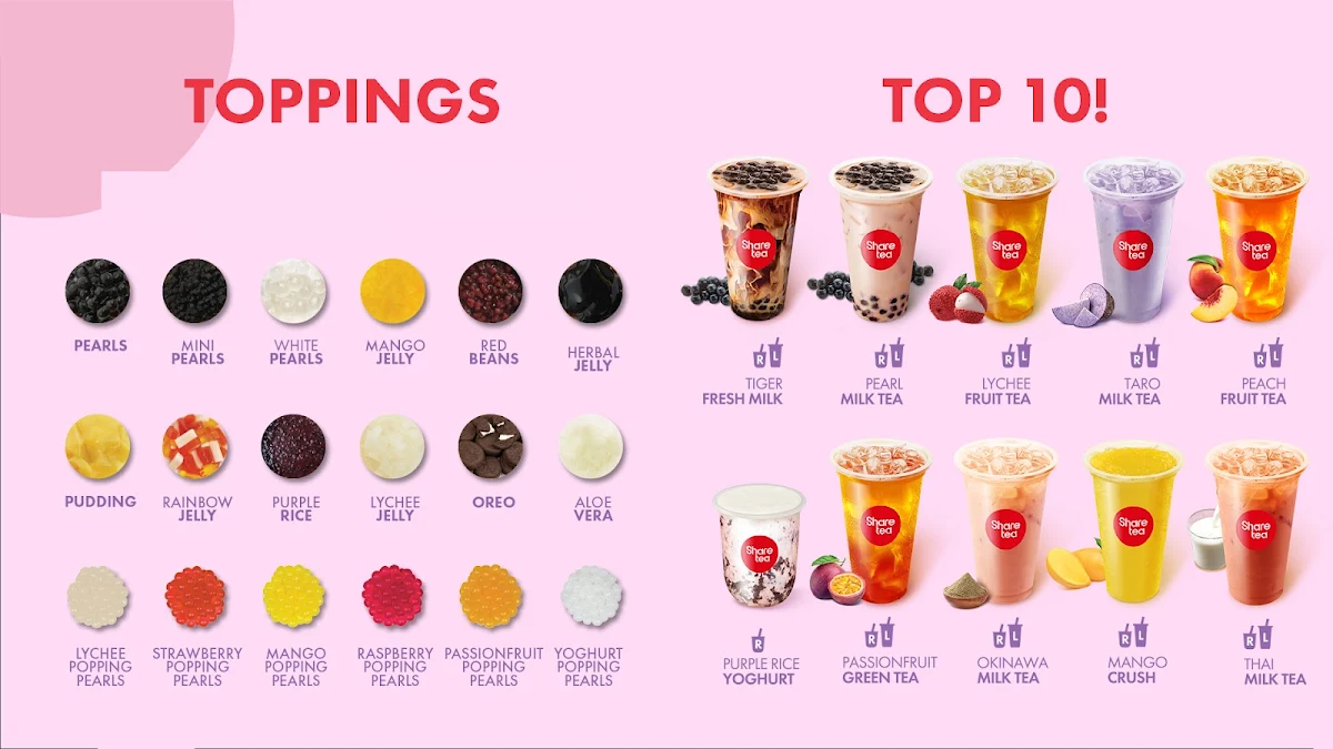 Menu, Sharetea Kellyville