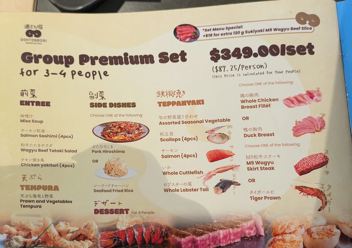 Menu, Dohtonbori (Docklands)