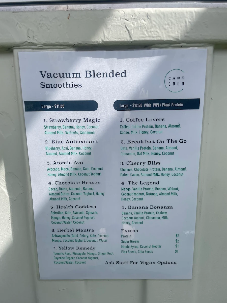 Menu, On The Juice