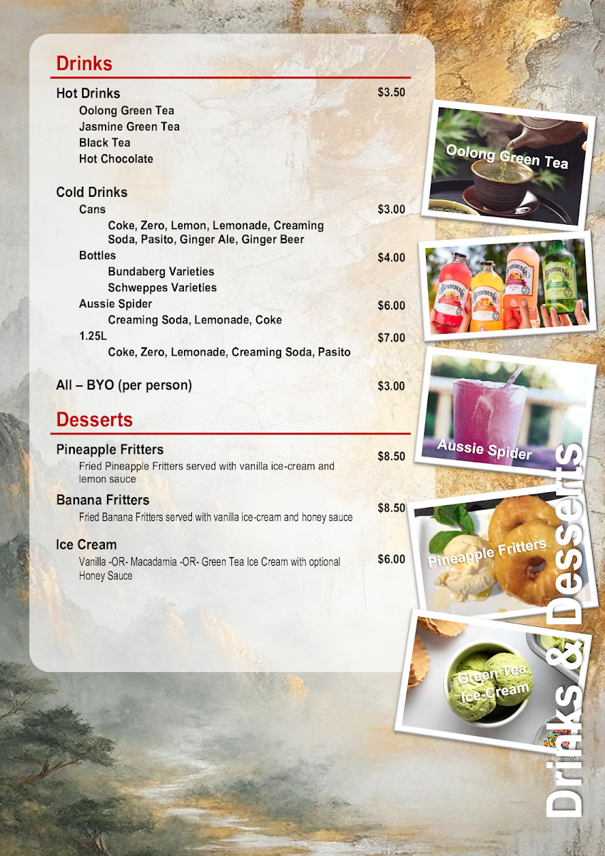Menu, Pittsworth Chinese Restaurant