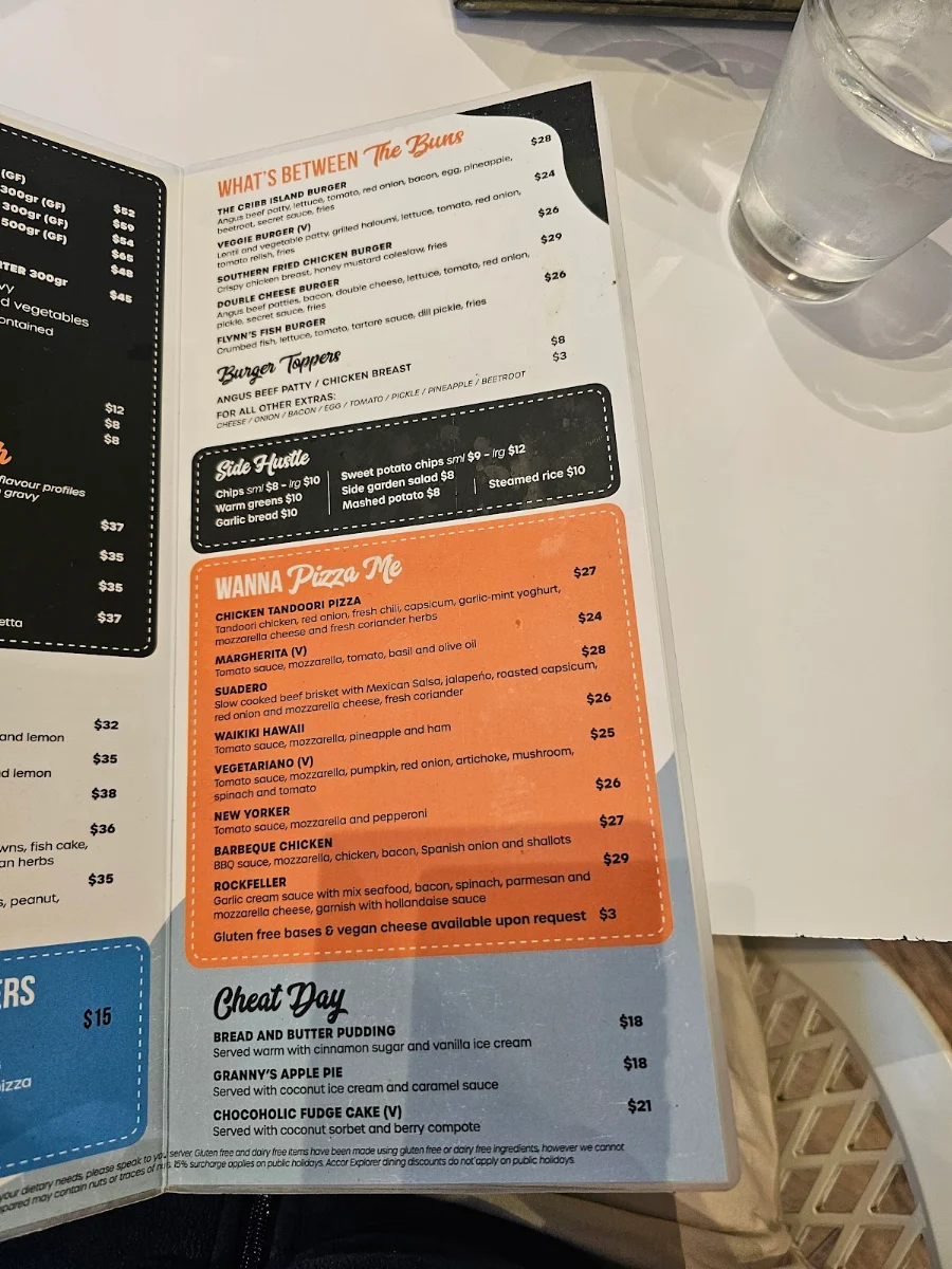 Menu, Cribb Island Beach Club