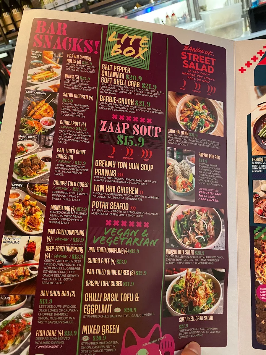 Menu, Hungry Box Thai