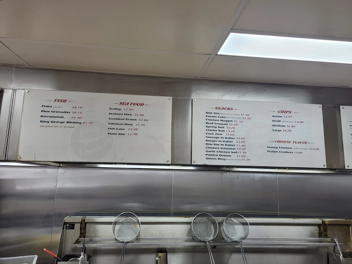 Menu, Fish Choices