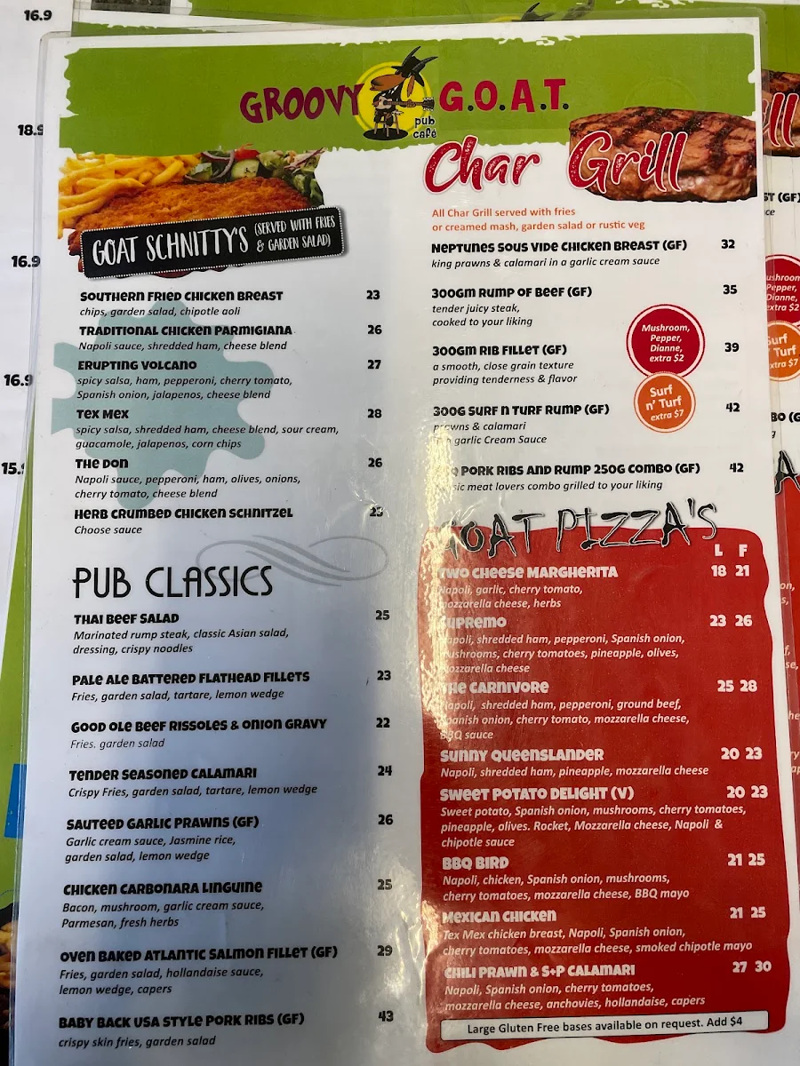 Menu, Groovy Goat