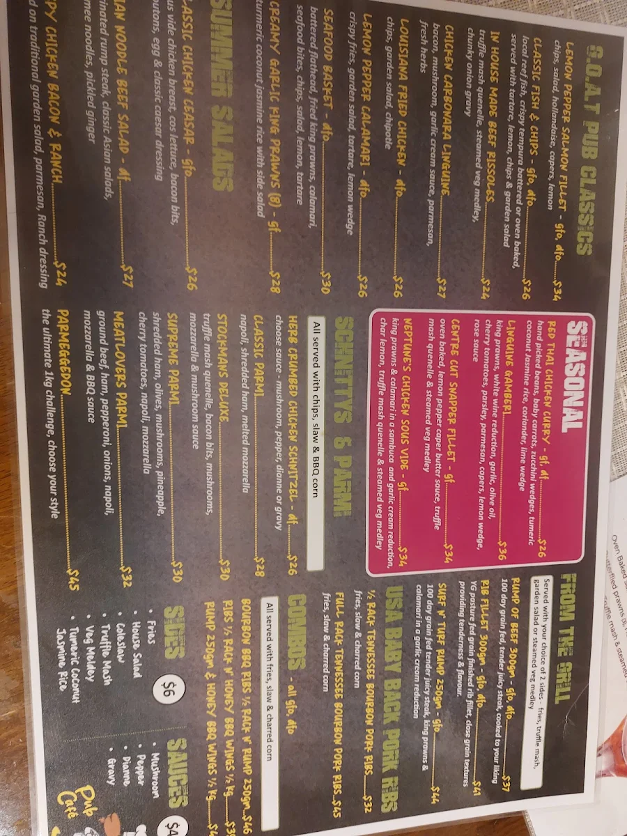 Menu, Groovy Goat