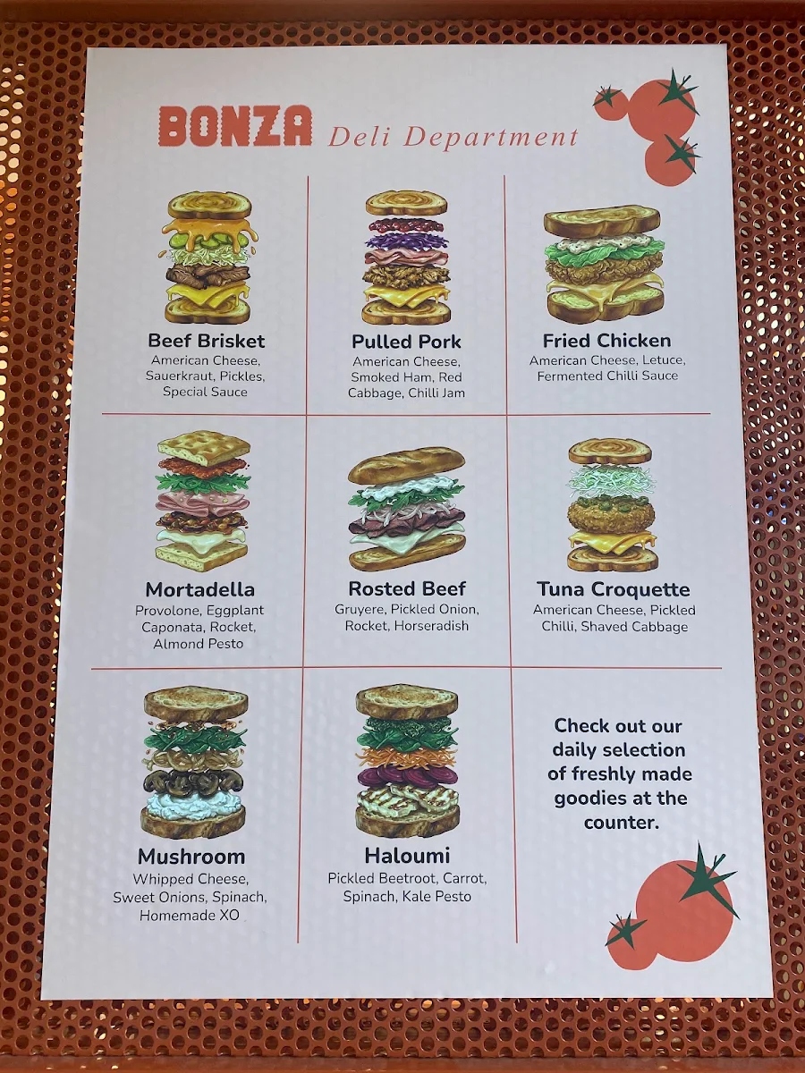 Menu, Bonza Deli Department