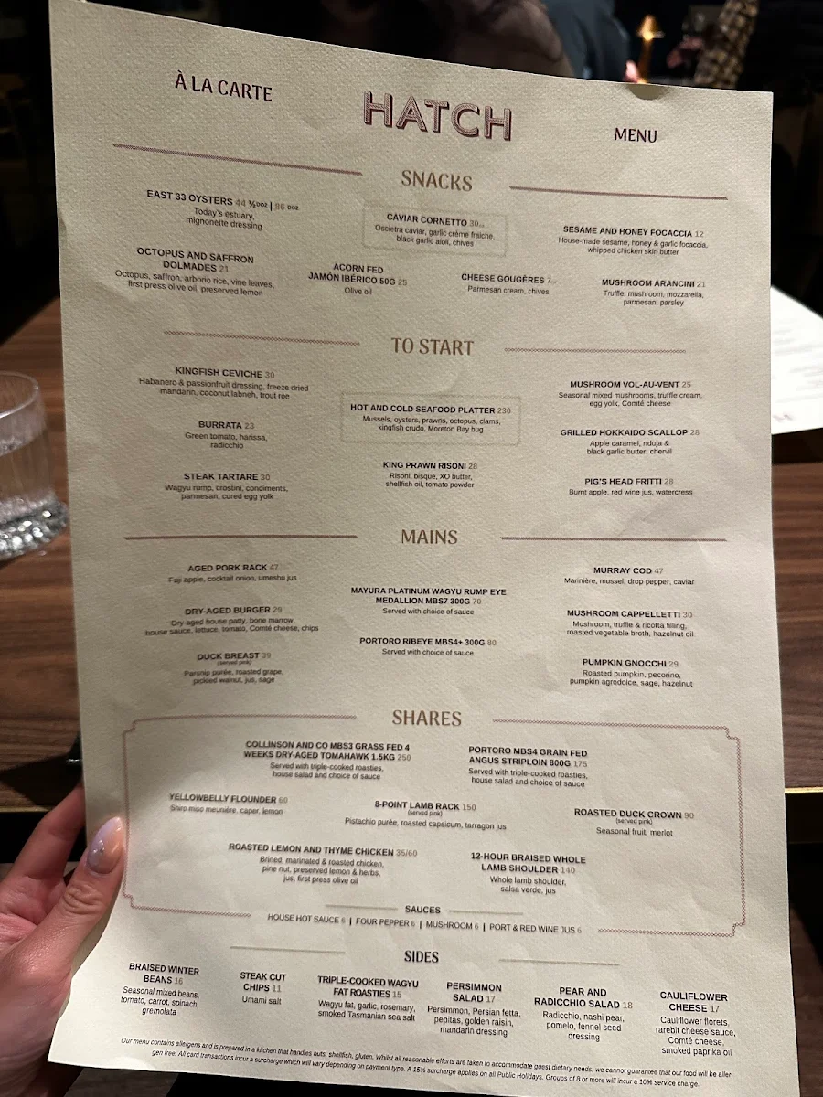 Menu, Humphrey's Hotel