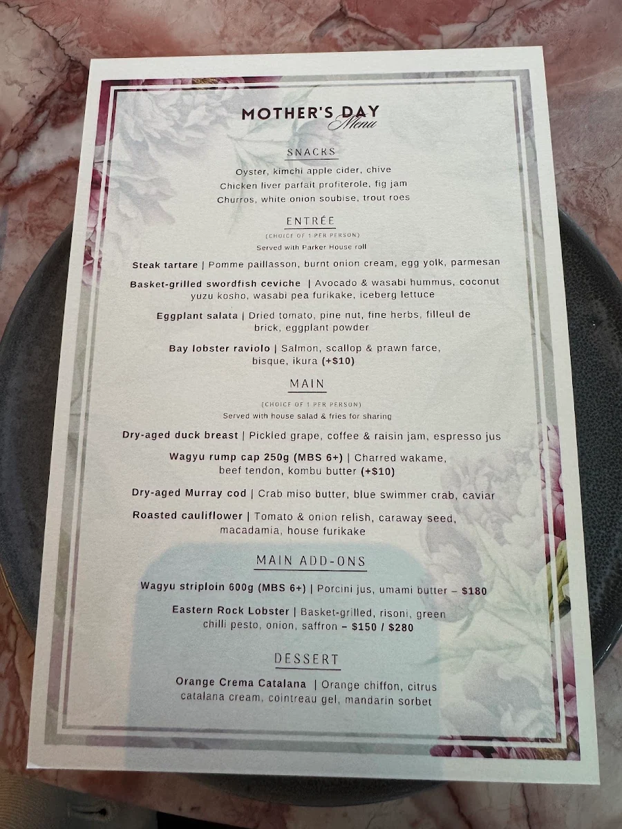 Menu, Humphrey's Hotel