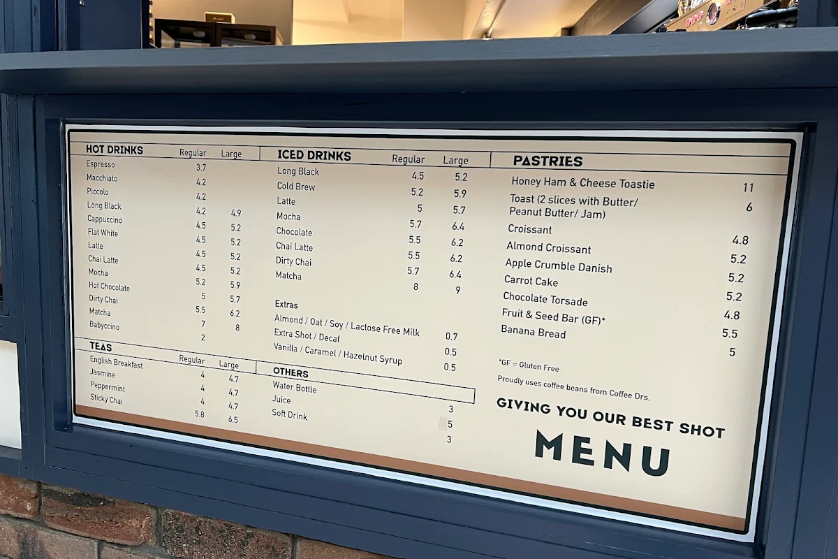 Menu, Manna Coffee