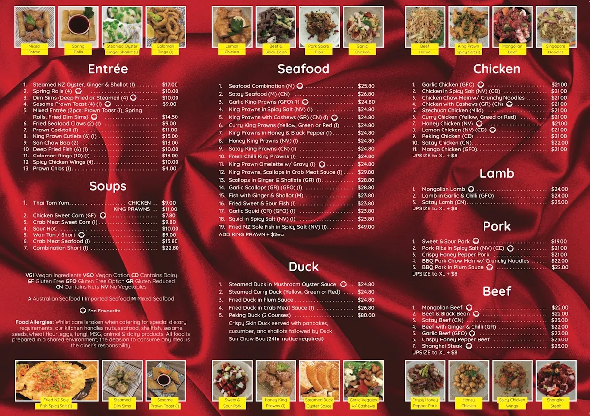 Menu, Happy Sun Restaurant