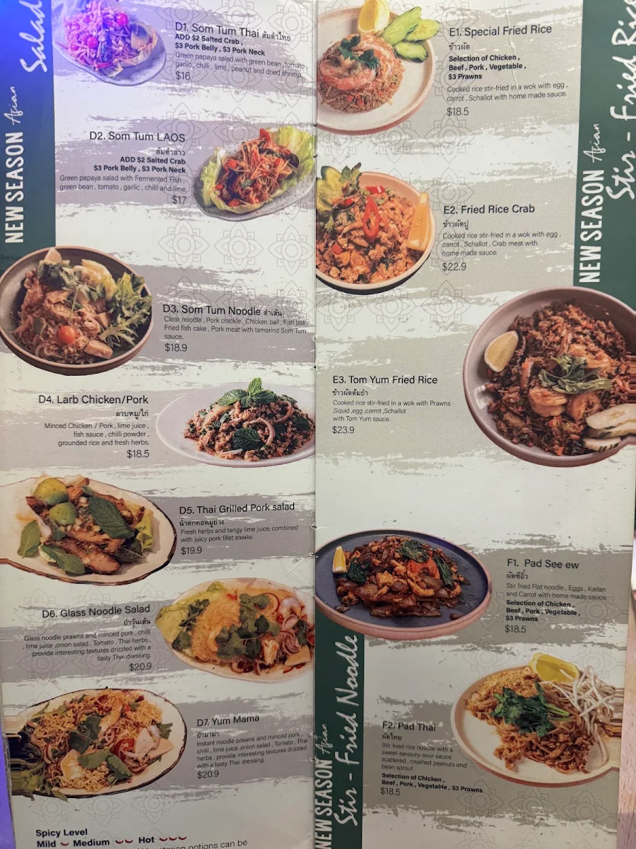 Menu, New Season Asian Thai