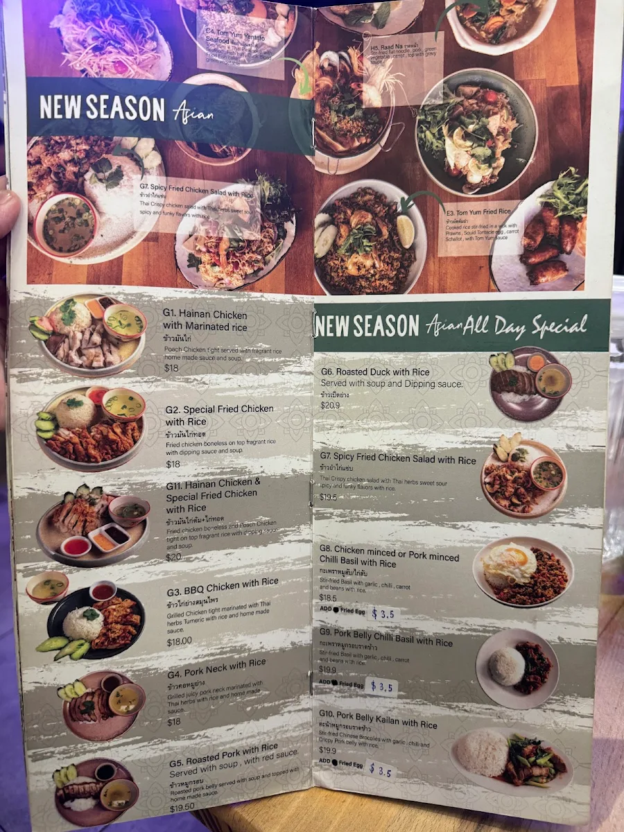 Menu, New Season Asian Thai