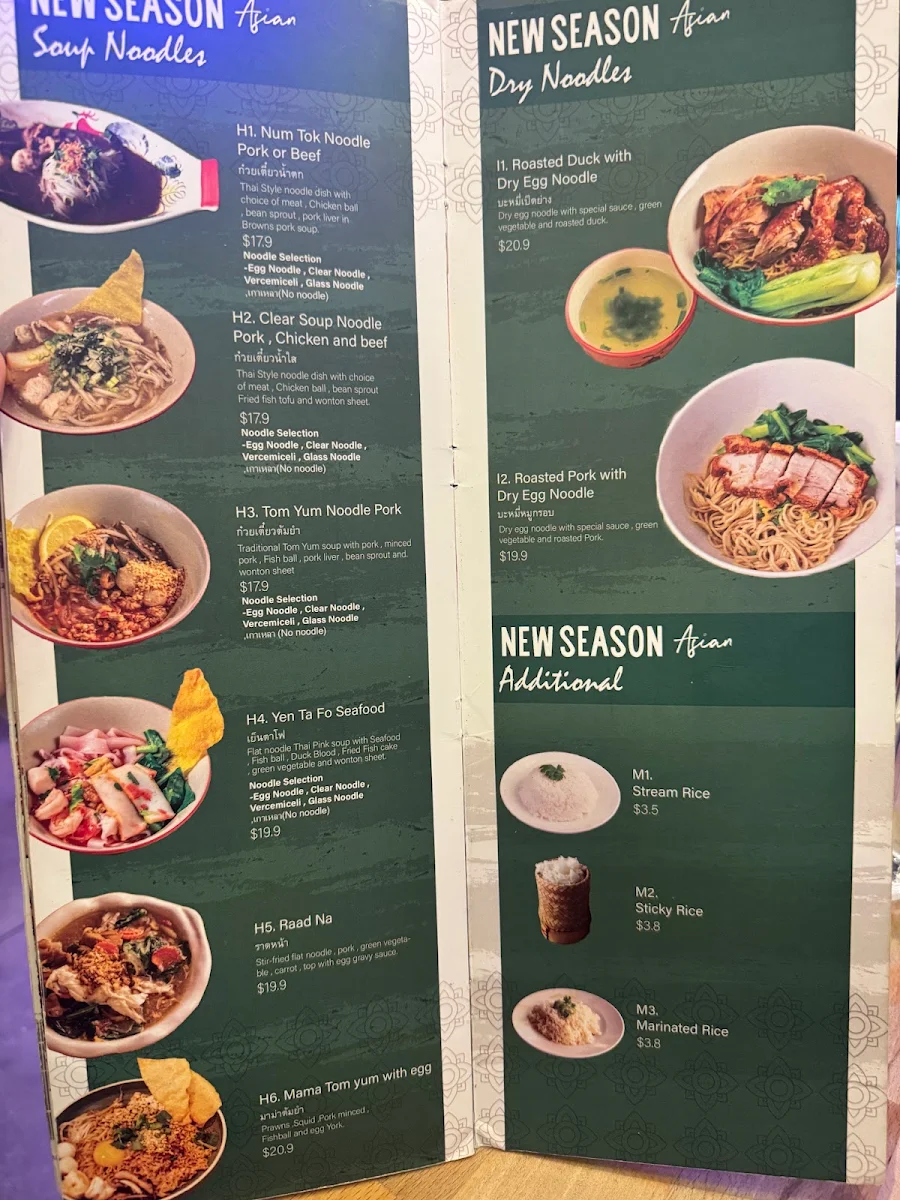 Menu, New Season Asian Thai