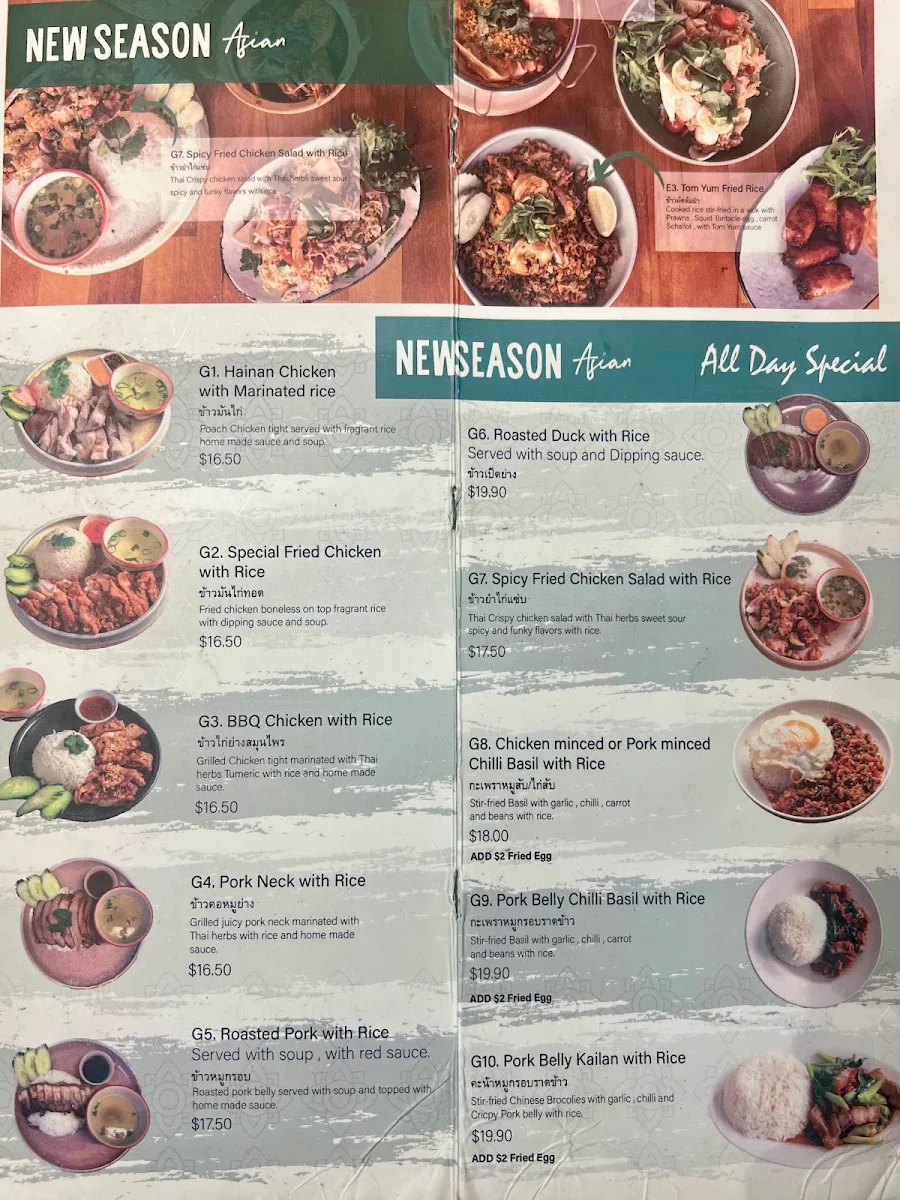Menu, New Season Asian Thai