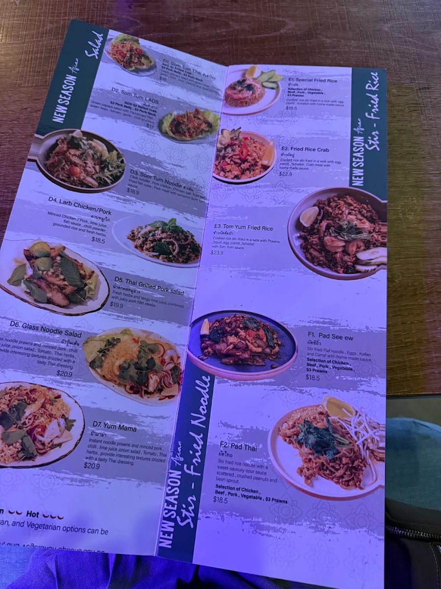 Menu, New Season Asian Thai