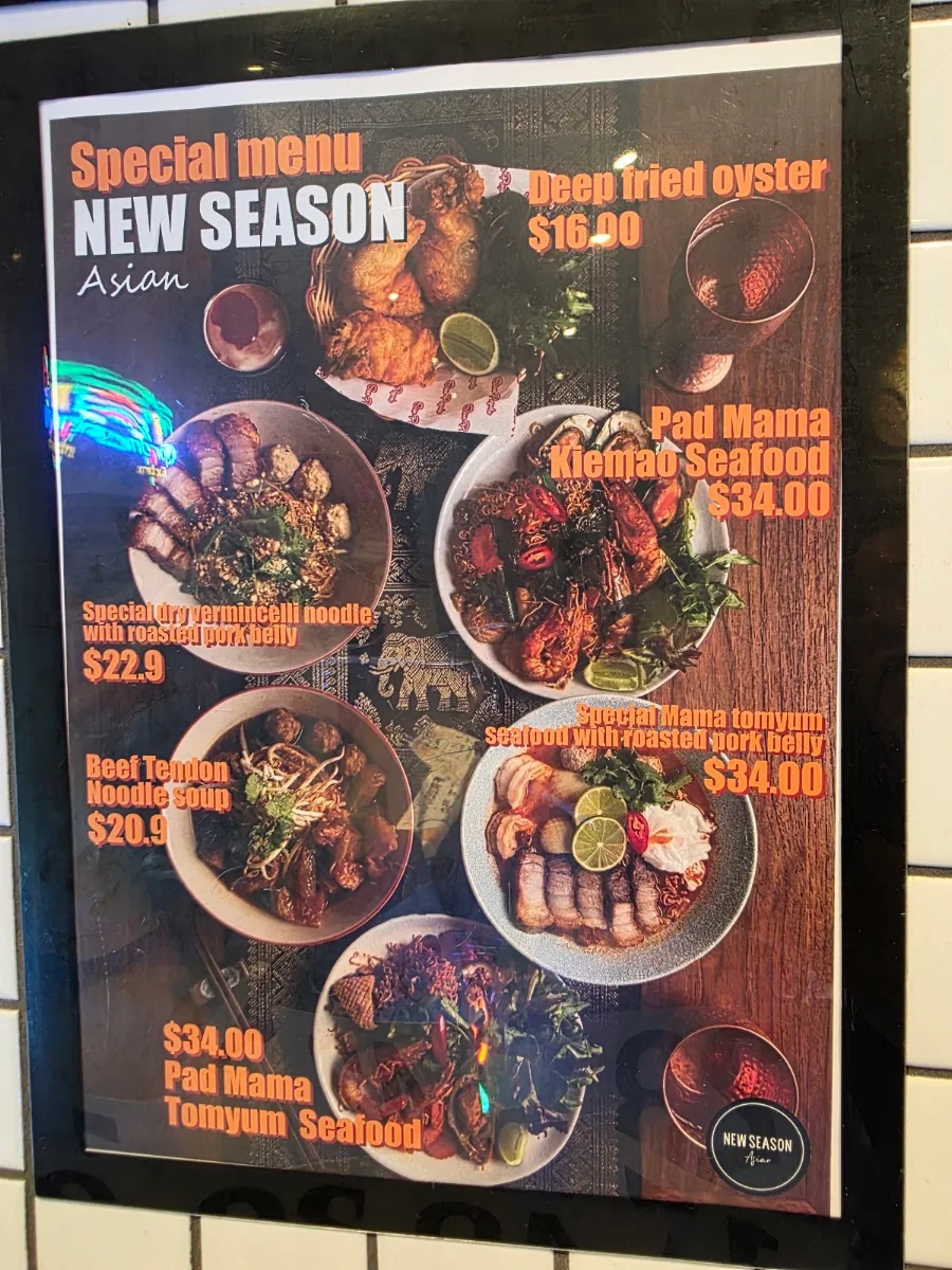Menu, New Season Asian Thai