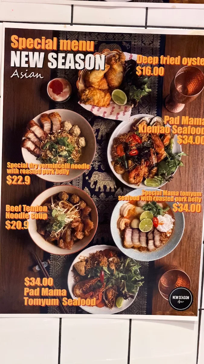 Menu, New Season Asian Thai