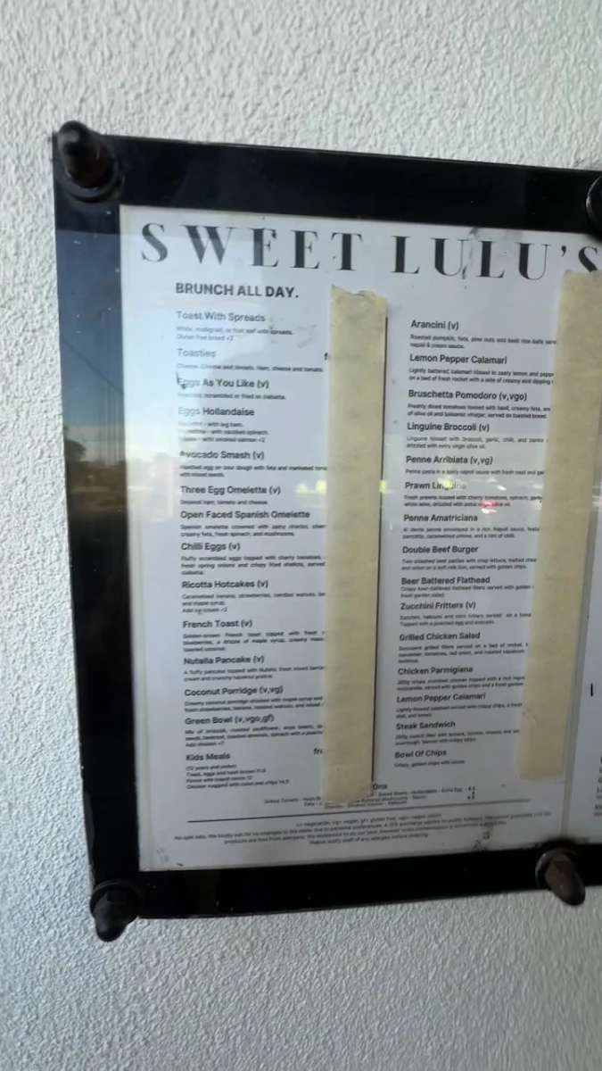 Menu, Sweet Lulus Cafe