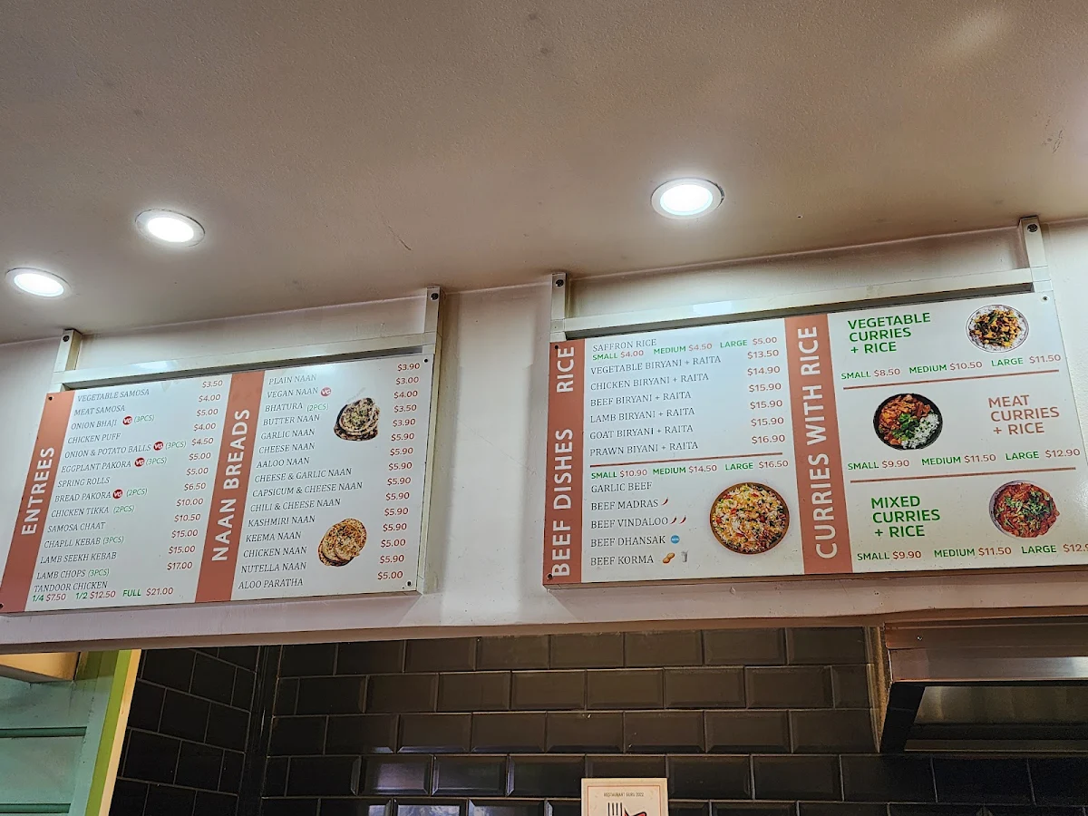 Menu, Tandoor Indian Kitchen